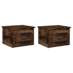 Vidaxl tables de chevet murales 2 pcs ch�ne fum� 41, 5x36x28 cm