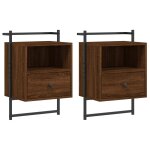 Vidaxl table de chevet murale 2 pcs ch�ne marron 40x30x61 cm