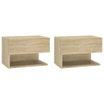 Vidaxl tables de chevet murales 2 pcs chêne sonoma Vidaxl tables de chevet murales 2 pcs chêne sonoma