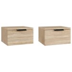 Vidaxl tables de chevet murales 2 pcs ch�ne sonoma 34x30x20 cm