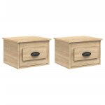 Vidaxl tables de chevet murales 2 pcs ch�ne sonoma 41, 5x36x28 cm