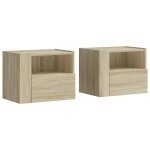Vidaxl tables de chevet murales 2 pcs ch�ne sonoma 45x30x35 cm
