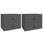 Vidaxl tables de chevet murales 2 pcs gris 50x36x40 cm