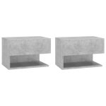 Vidaxl tables de chevet murales 2 pcs gris b�ton