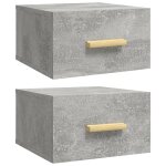 Vidaxl tables de chevet murales 2 pcs gris bton 35x35x20 cm