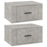 Vidaxl tables de chevet murales 2 pcs gris b�ton 50x36x25 cm
