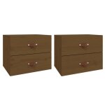Vidaxl tables de chevet murales 2 pcs marron miel 50x36x40 cm