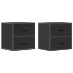 Vidaxl tables de chevet murales 2 pcs noir 40x31x39, 5 cm