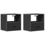 Vidaxl tables de chevet murales 2 pcs noir 40x31x39, 5 cm