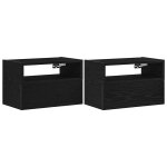 Vidaxl tables de chevet murales 2 pcs noir 45x26x28, 5 cm