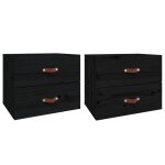 Vidaxl tables de chevet murales 2 pcs noir 50x36x40 cm