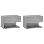 Vidaxl tables de chevet murales 2 pcs sonoma gris