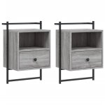 Vidaxl table de chevet murale 2 pcs sonoma gris 40x30x61 cm