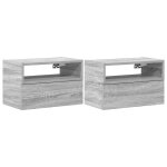 Vidaxl tables de chevet murales 2 pcs sonoma gris 45x26x28, 5 cm