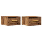 Vidaxl tables de chevet murales 2 pcs vieux bois 35x35x20 cm