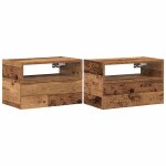 Vidaxl tables de chevet murales 2 pcs vieux bois 45x26x28, 5 cm