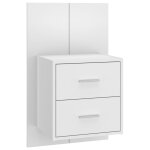 Vidaxl table de chevet murale blanc brillant