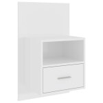 Vidaxl table de chevet murale blanc brillant