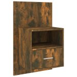 Vidaxl table de chevet murale ch�ne fum�