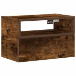 Vidaxl table de chevet murale ch�ne fum� 45x26x28, 5 cm