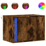 Vidaxl tables de chevet murales avec lumi�res led 2 pcs ch�ne fum�