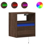 Vidaxl tables de chevet murales avec lumières led 2 pcs chêne marron Vidaxl tables de chevet murales avec lumières led 2 pcs chêne marron