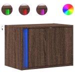 Vidaxl tables de chevet murales avec lumi�res led 2 pcs ch�ne marron