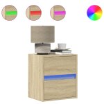 Vidaxl tables de chevet murales avec lumi�res led 2 pcs ch�ne sonoma