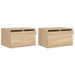 Vidaxl tables de chevet murales avec lumi�res led 2 pcs ch�ne sonoma
