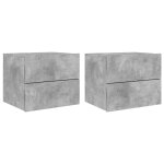 Vidaxl tables de chevet murales avec lumi�res led 2 pcs gris b�ton