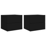 Vidaxl tables de chevet murales avec lumi�res led 2 pcs noir