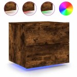 Vidaxl table de chevet murale avec lumi�res led ch�ne fum�