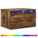 Vidaxl table de chevet murale avec lumi�res led ch�ne fum�