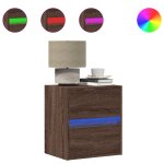 Vidaxl table de chevet murale avec lumi�res led ch�ne marron