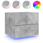Vidaxl table de chevet murale avec lumi�res led gris b�ton