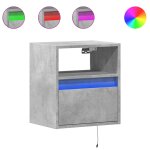 Vidaxl table de chevet murale avec lumi�res led gris b�ton