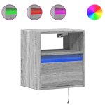 Vidaxl table de chevet murale avec lumi�res led sonoma gris