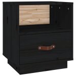 Vidaxl table de chevet noir 40x34x45 cm bois de pin massif