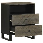 Vidaxl table de chevet noir 50x33x62 cm bois de manguier solide