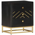 Vidaxl table de chevet noir et dor� 40x30x50cm bois de manguier massif