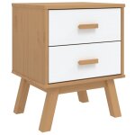 Vidaxl table de chevet olden blanc et marron bois de pin solide