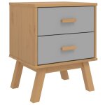 Vidaxl table de chevet olden gris et marron bois de pin solide