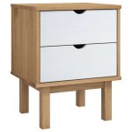 Vidaxl table de chevet otta marron et blanc 45x39x57cm bois pin massif