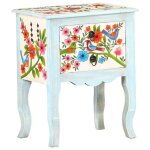 Vidaxl table de chevet peinte � la main 40x30x50 cm bois de manguier