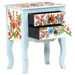 Vidaxl table de chevet peinte � la main 40x30x50 cm bois de manguier