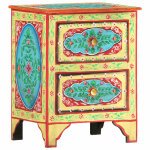 Vidaxl table de chevet peinte � la main 40x30x50 cm bois de manguier