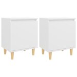 Vidaxl tables de chevet avec pieds en bois 2 pcs blanc 40x30x50 cm
