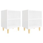 Vidaxl tables de chevet avec pieds en bois 2 pcs blanc 40x30x50 cm
