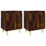 Vidaxl tables de chevet et pieds en bois 2 pcs ch�ne fum� 40x30x50 cm
