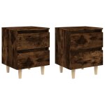 Vidaxl tables de chevet et pieds en bois 2 pcs chne fum 40x35x50 cm